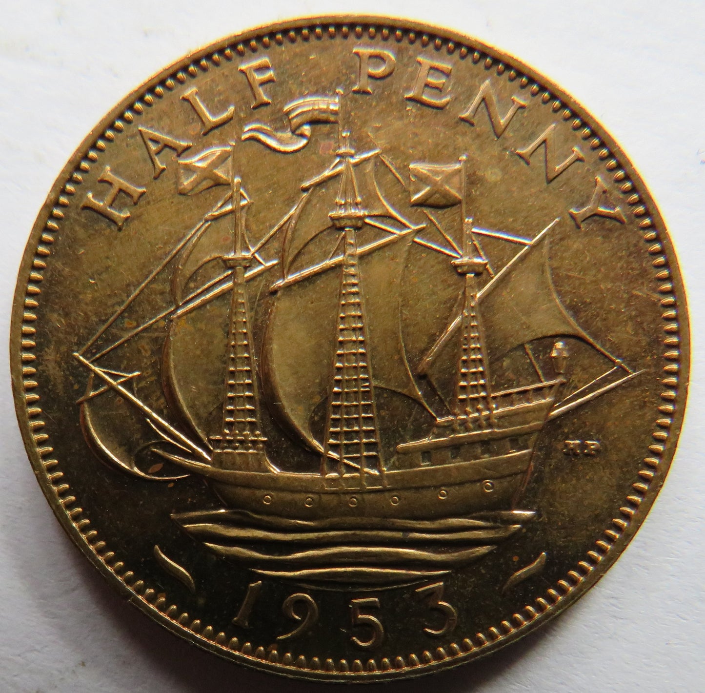 1953 Queen Elizabeth II Proof Halfpenny Coin - Great Britain