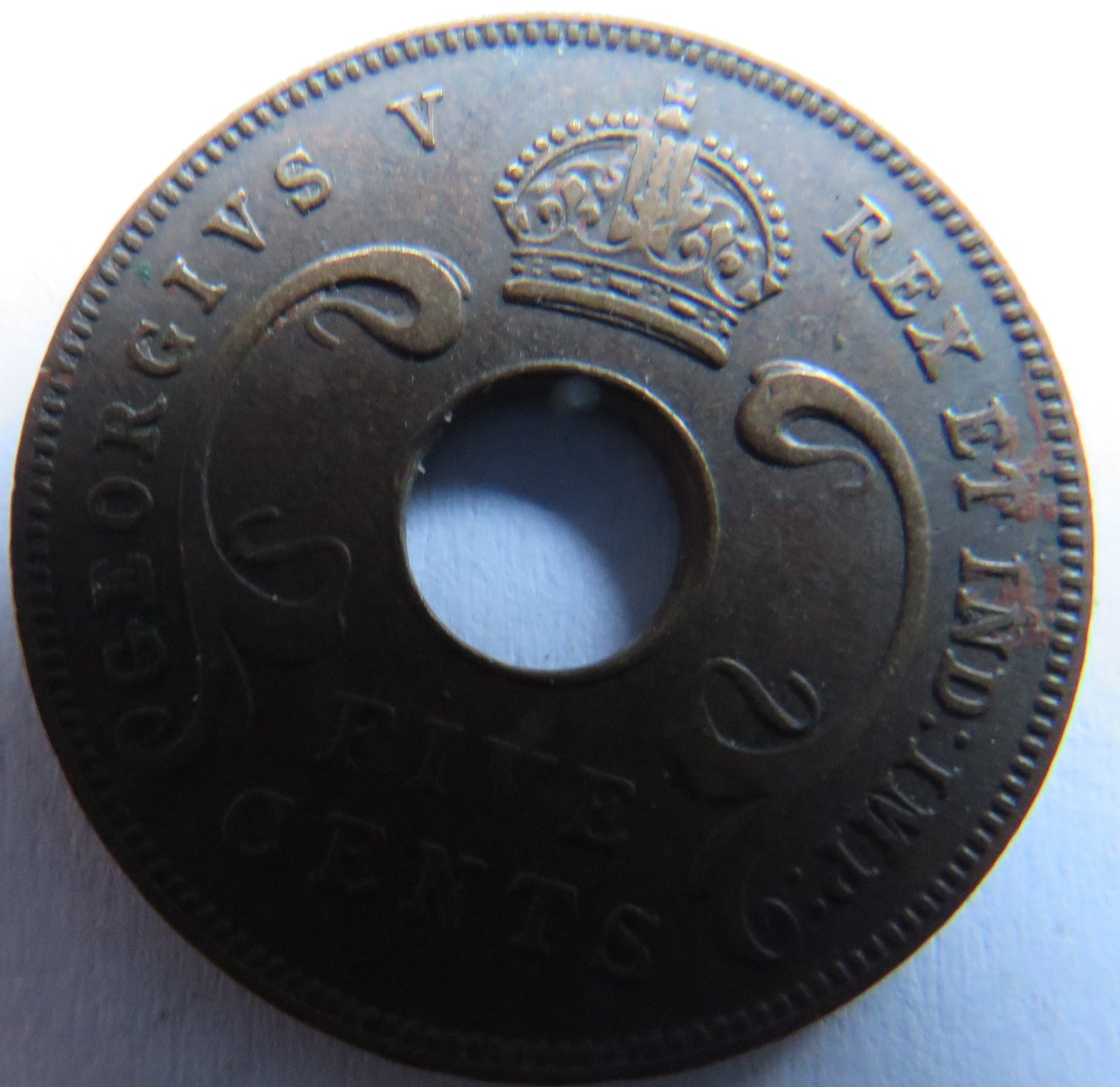 1925 East Africa 5 Cents Coin