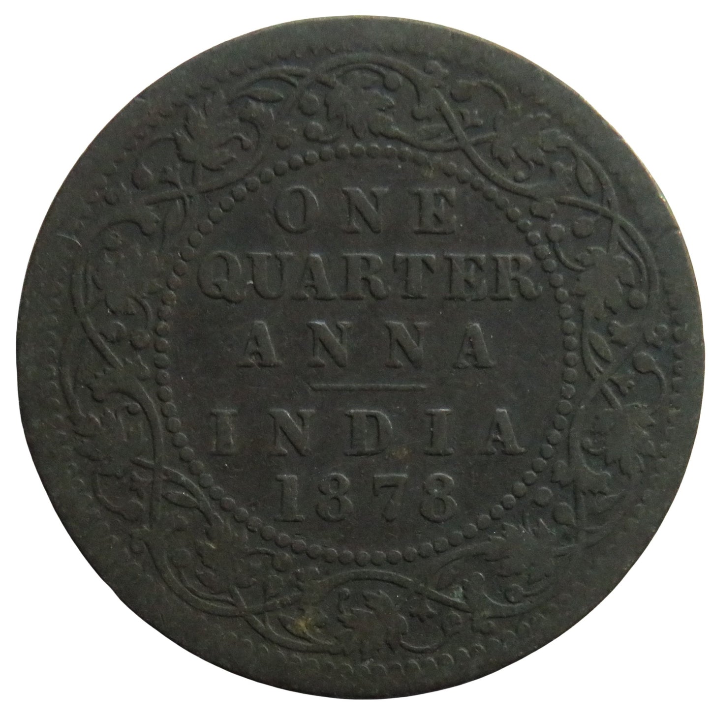1878 Queen Victoria India 1/4 Quarter Anna Coin