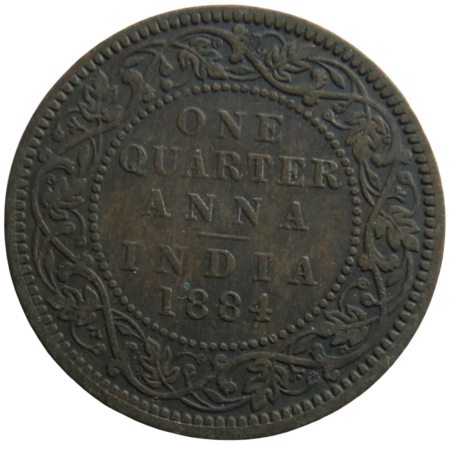 1884 Queen Victoria India 1/4 Quarter Anna Coin