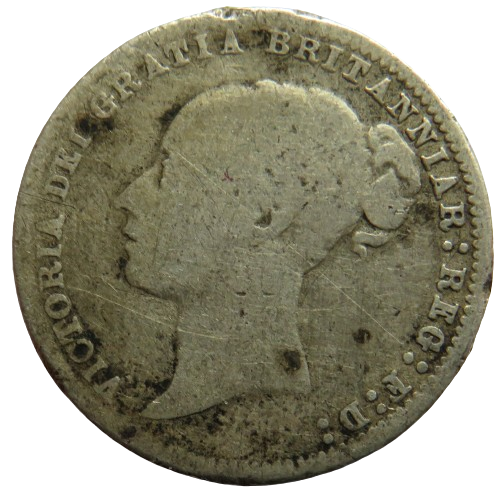 1875 Queen Victoria Young Head Silver Sixpence Coin - Great Britain