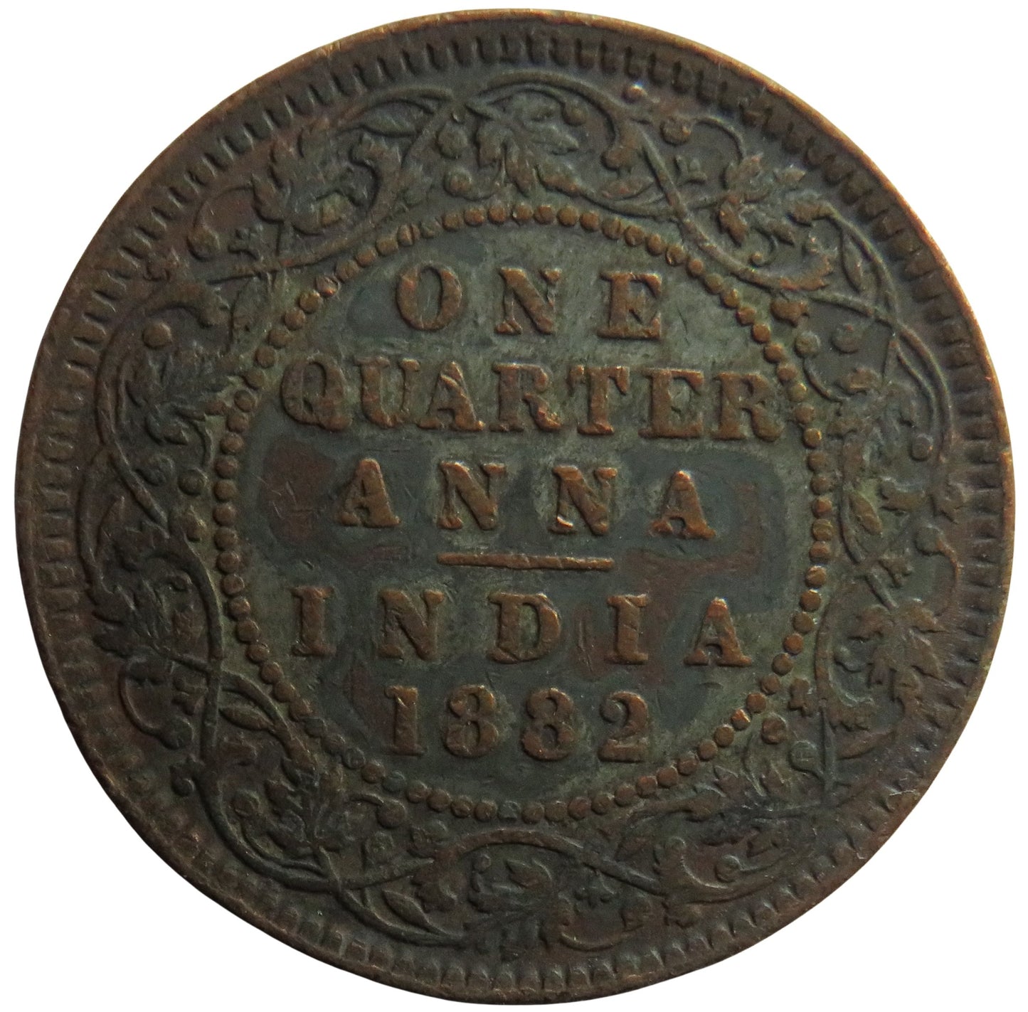 1882 Queen Victoria India 1/4 Quarter Anna Coin