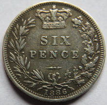 Load image into Gallery viewer, 1886 Queen Victoria Young Head Silver Sixpence Coin - Great Britain
