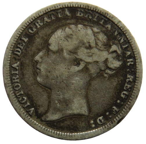 1881 Queen Victoria Young Head Silver Sixpence Coin - Great Britain