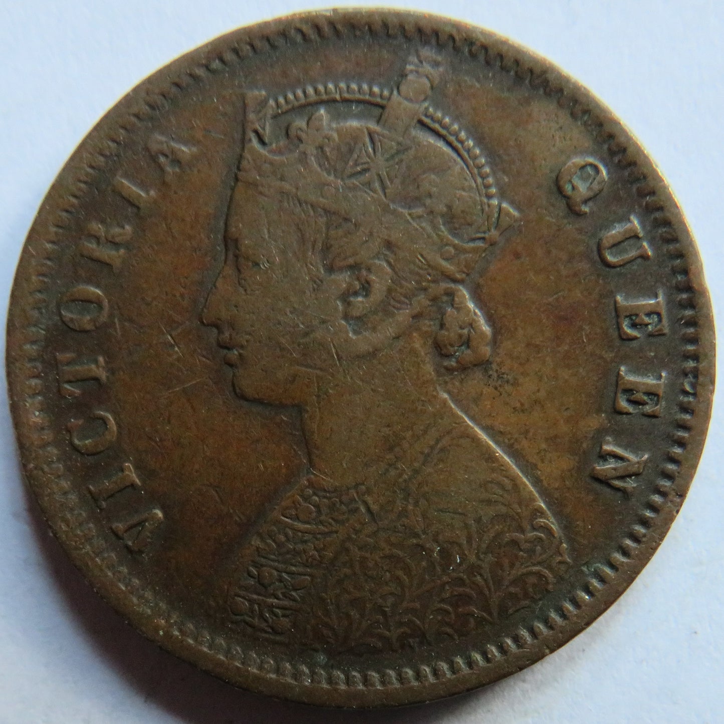1875 Queen Victoria India 1/4 Quarter Anna Coin