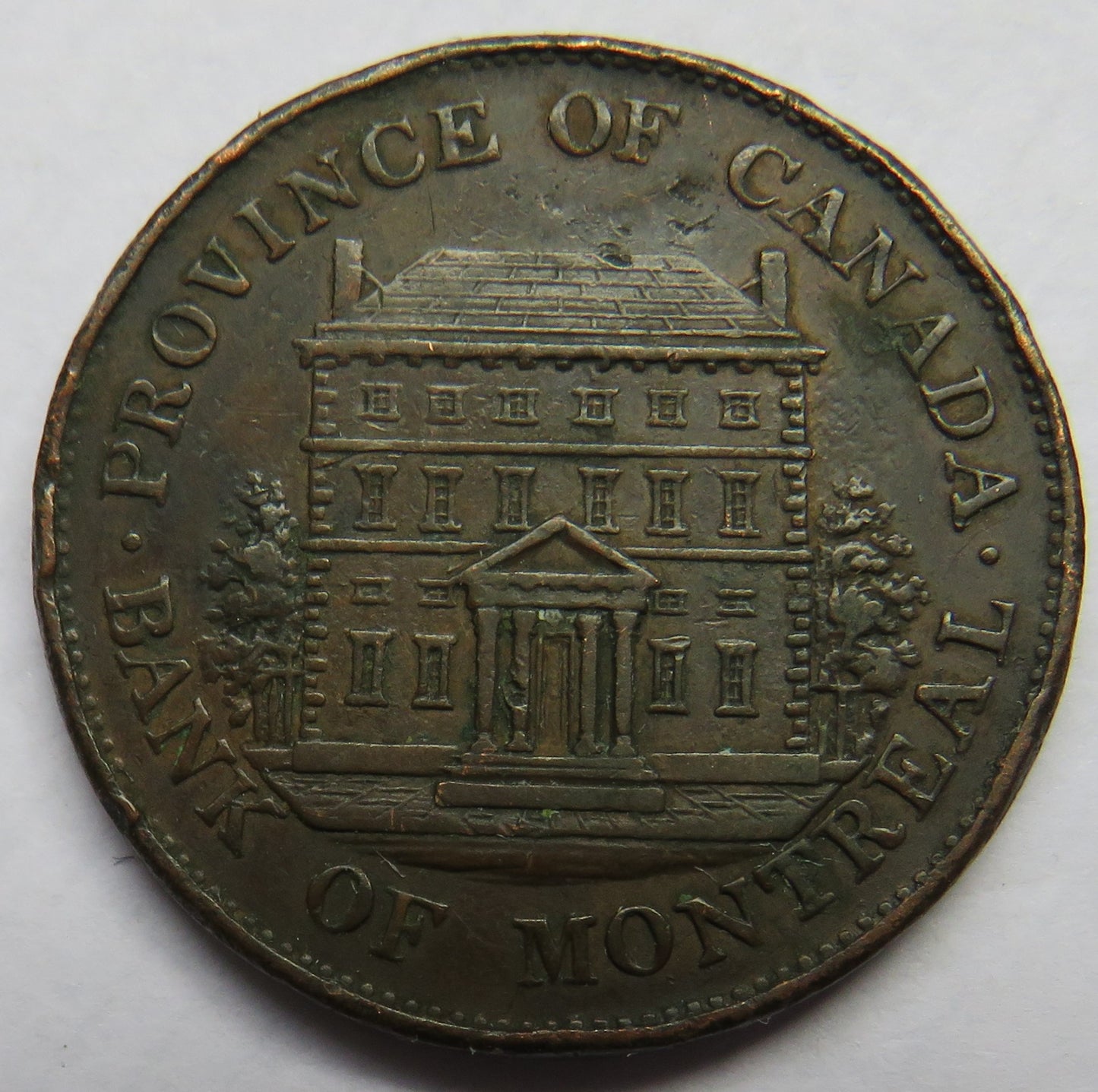 1844 Province Of Canada Bank Of Montreal Halfpenny Bank Token