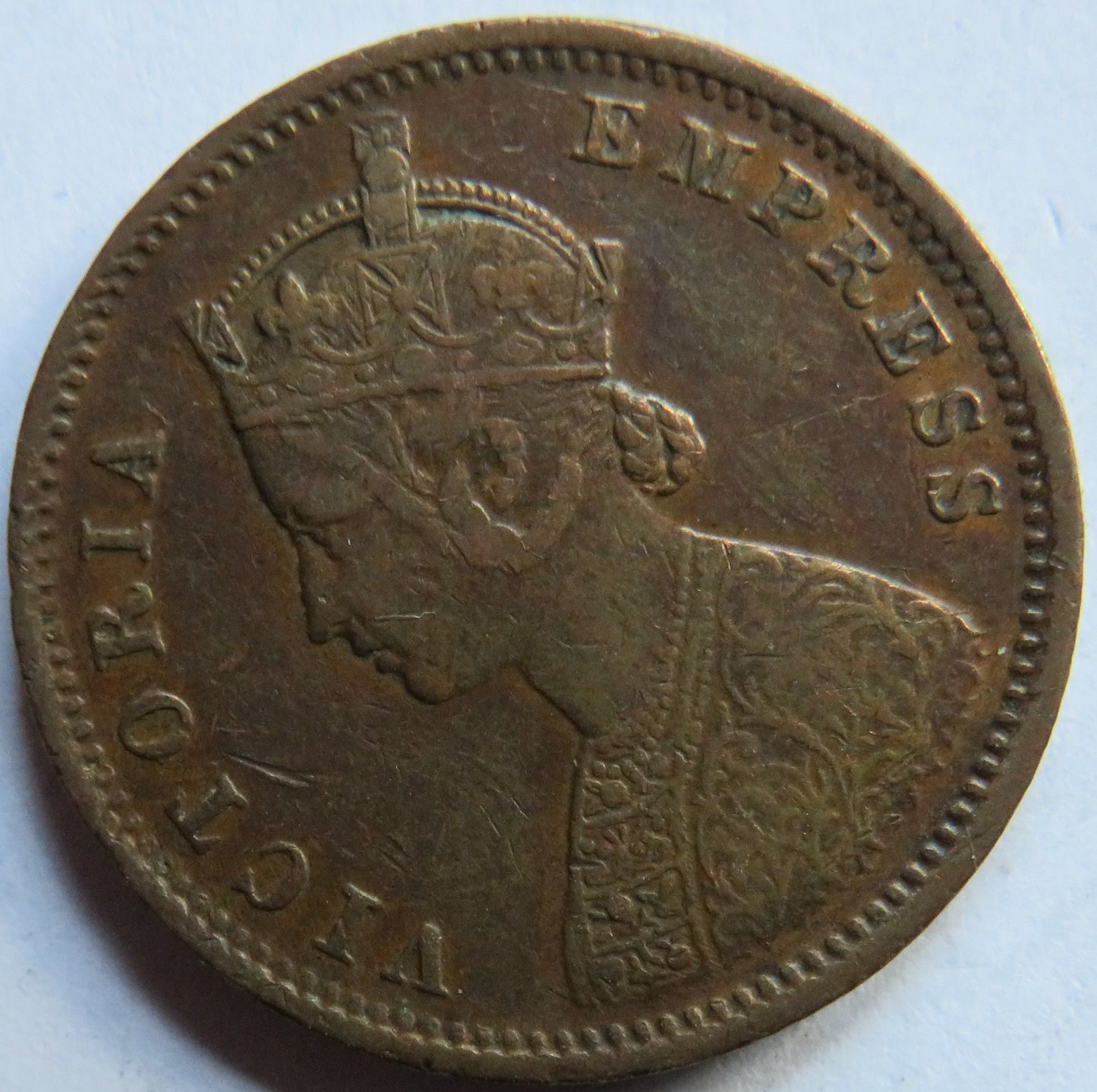 1877 Queen Victoria India 1/4 Quarter Anna Coin