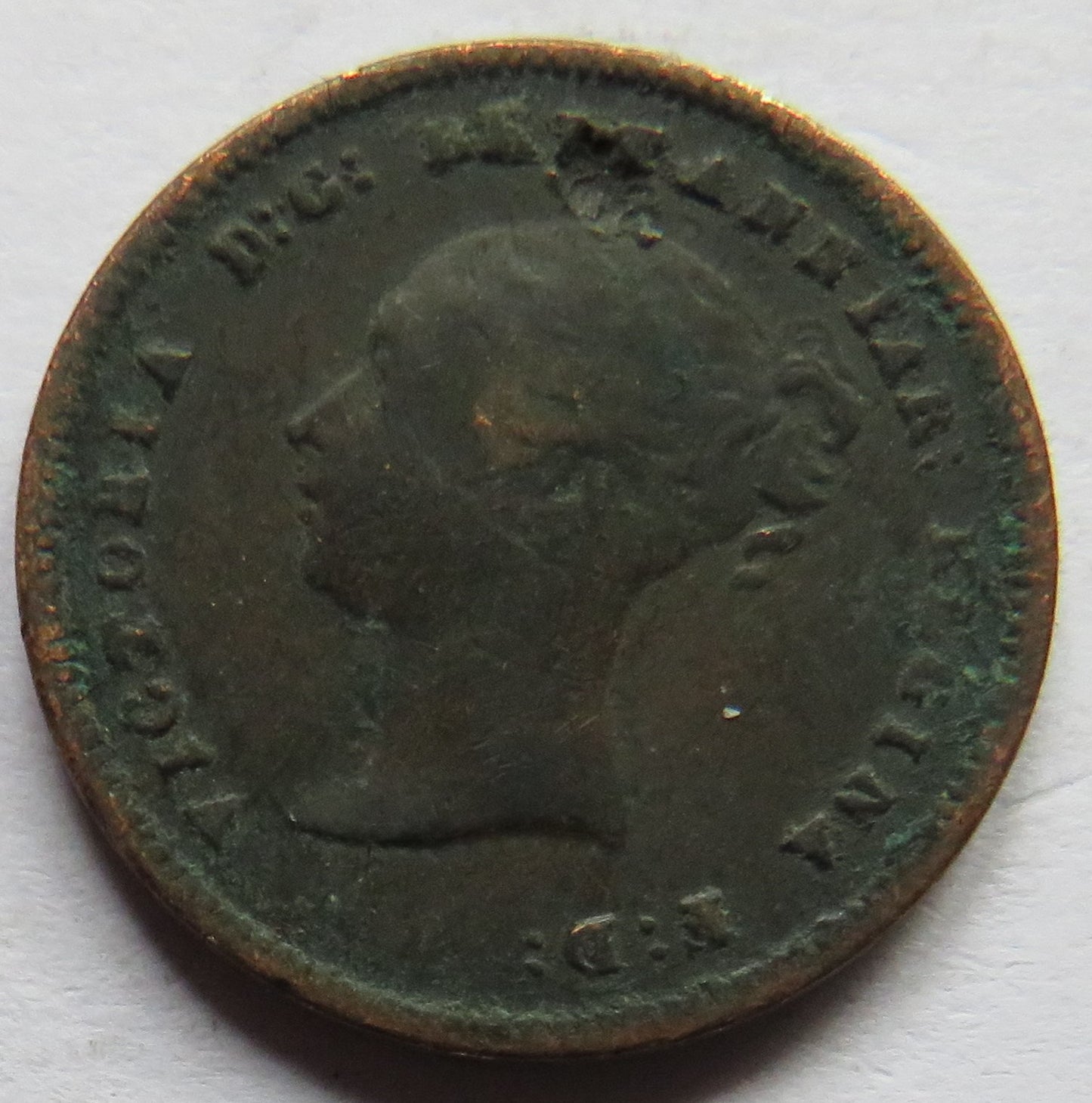 1843 Queen Victoria Half Farthing Coin
