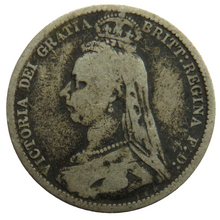 Load image into Gallery viewer, 1889 Queen Victoria Jubilee Head Silver Sixpence Coin - Great Britain
