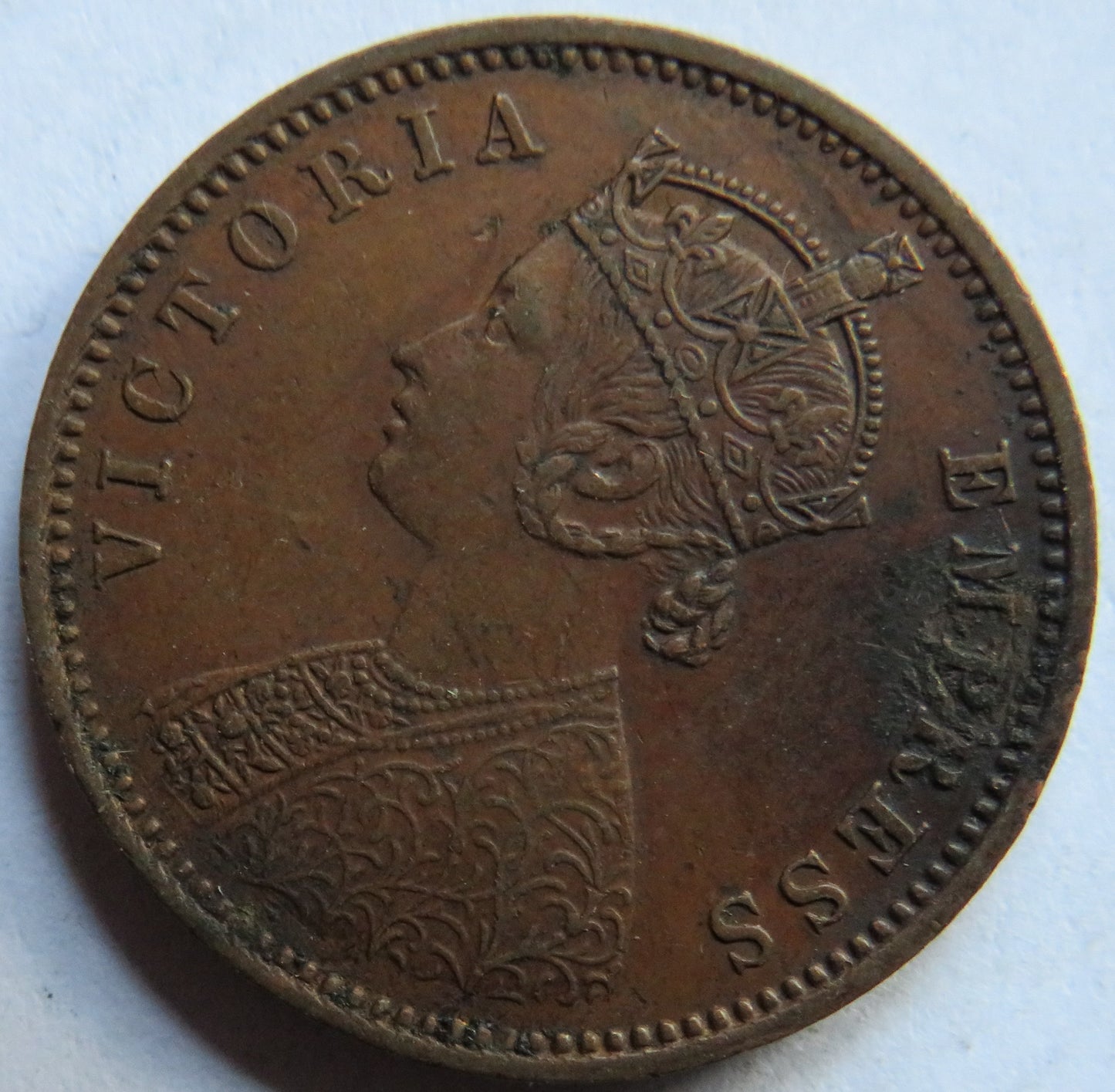 1889 Queen Victoria India 1/4 Quarter Anna Coin