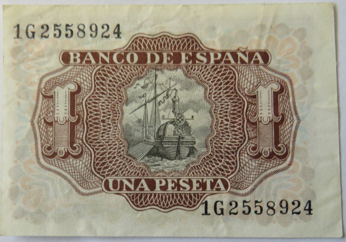 1953 Spain One Peseta Banknote