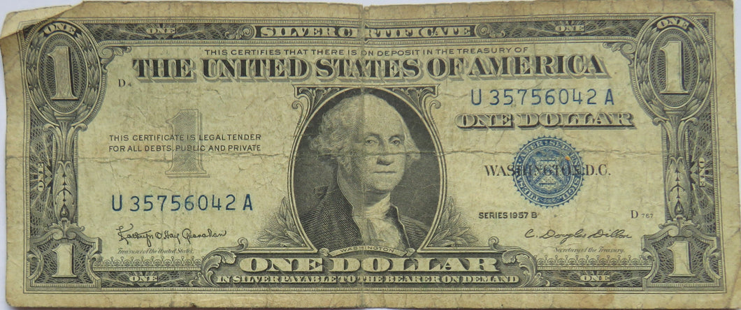 1957 B United States of America Silver Certificate $1 Banknote