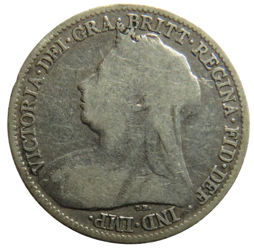 1894 Queen Victoria Silver Sixpence Coin - Great Britain