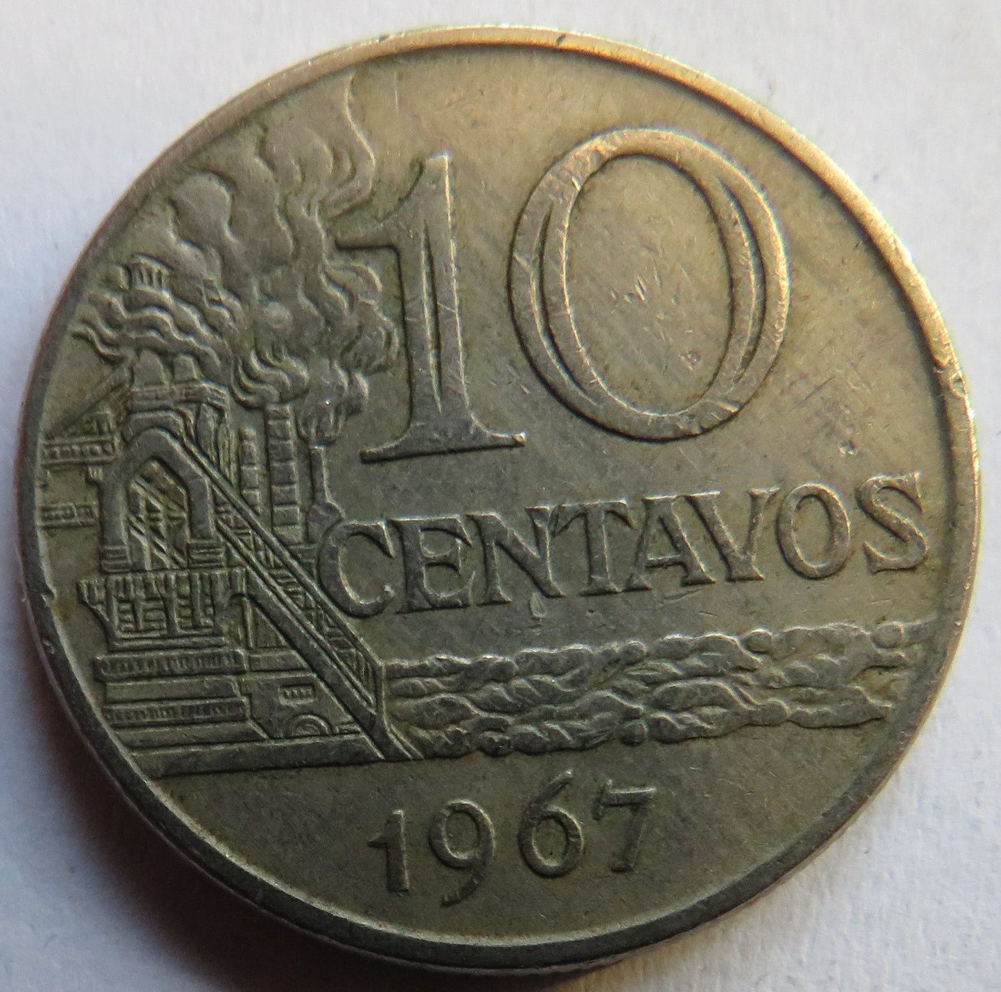 1967 Brazil 10 Centavos Coin