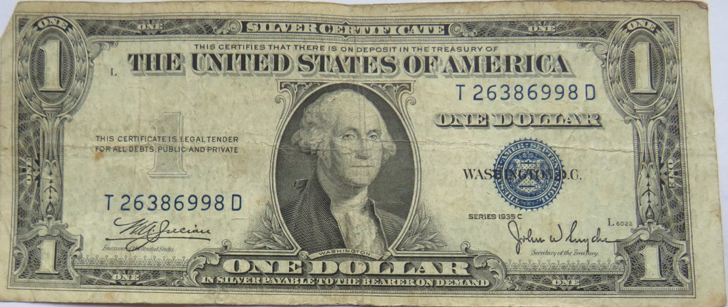 1935 C United States of America Silver Certificate $1 Banknote