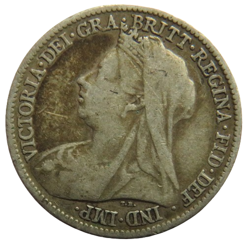 1900 Queen Victoria Silver Sixpence Coin - Great Britain