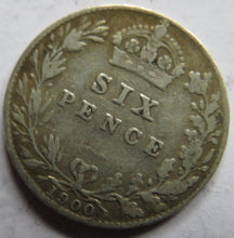 Load image into Gallery viewer, 1900 Queen Victoria Silver Sixpence Coin - Great Britain
