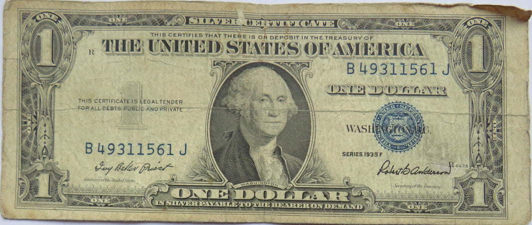 1935 F United States of America Silver Certificate $1 Banknote