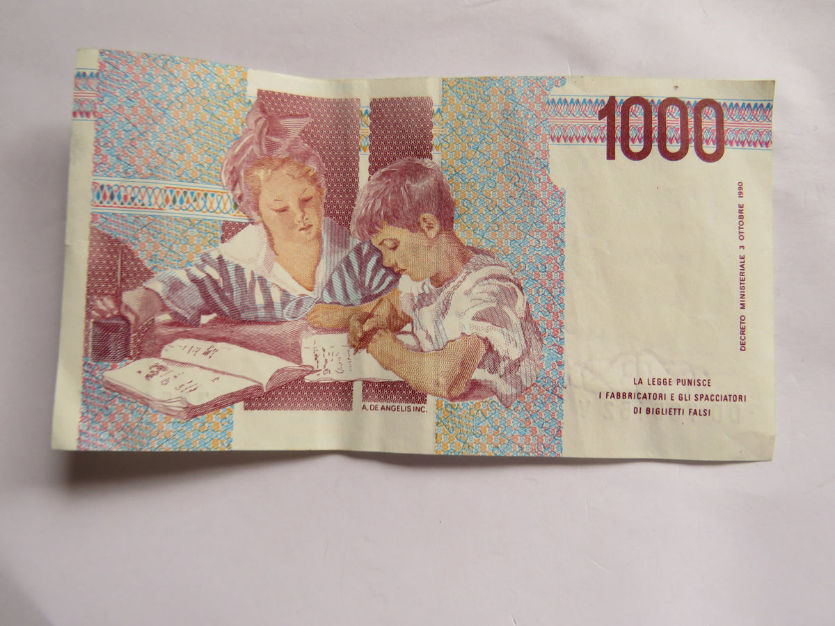 1990 Italy 1000 Lire Banknote