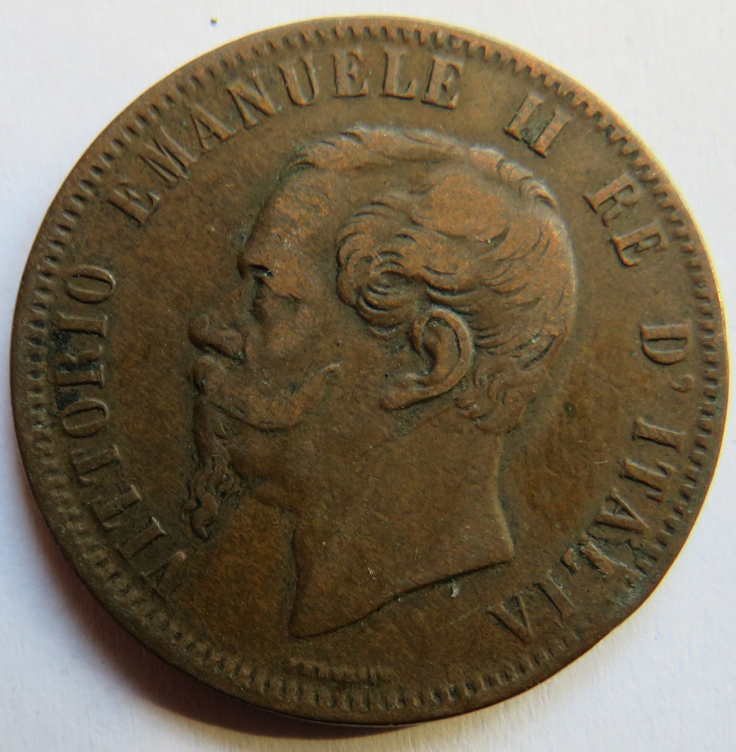 1867-T Italy 10 Centesimi Coin