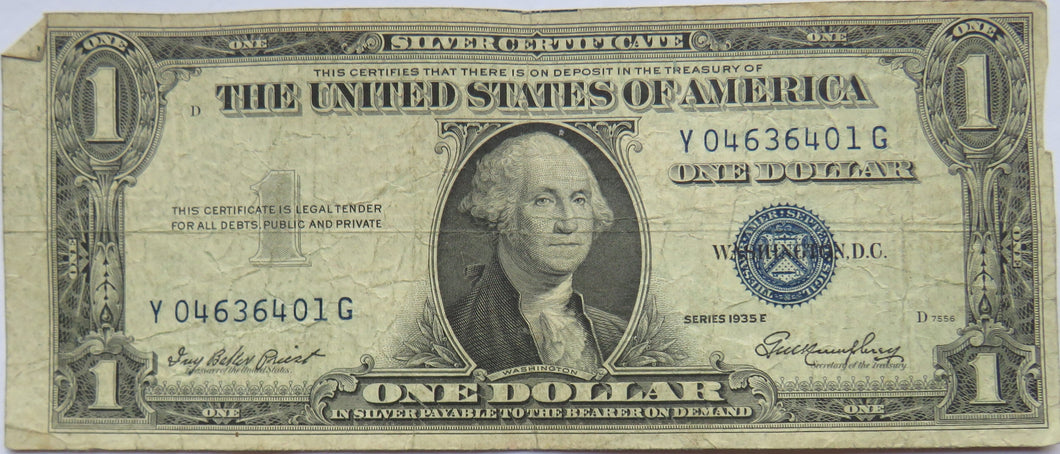 1935 E United States of America Silver Certificate $1 Banknote