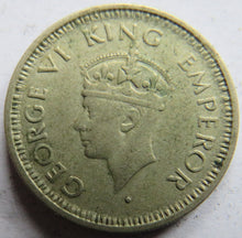 Load image into Gallery viewer, 1944 King George VI India Silver 1/4 Rupee Coin
