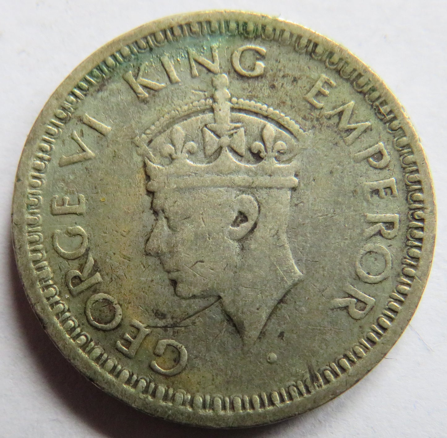 1943 King George VI India Silver 1/4 Rupee Coin