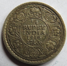 Load image into Gallery viewer, 1916 King George V India Silver 1/4 Rupee Coin
