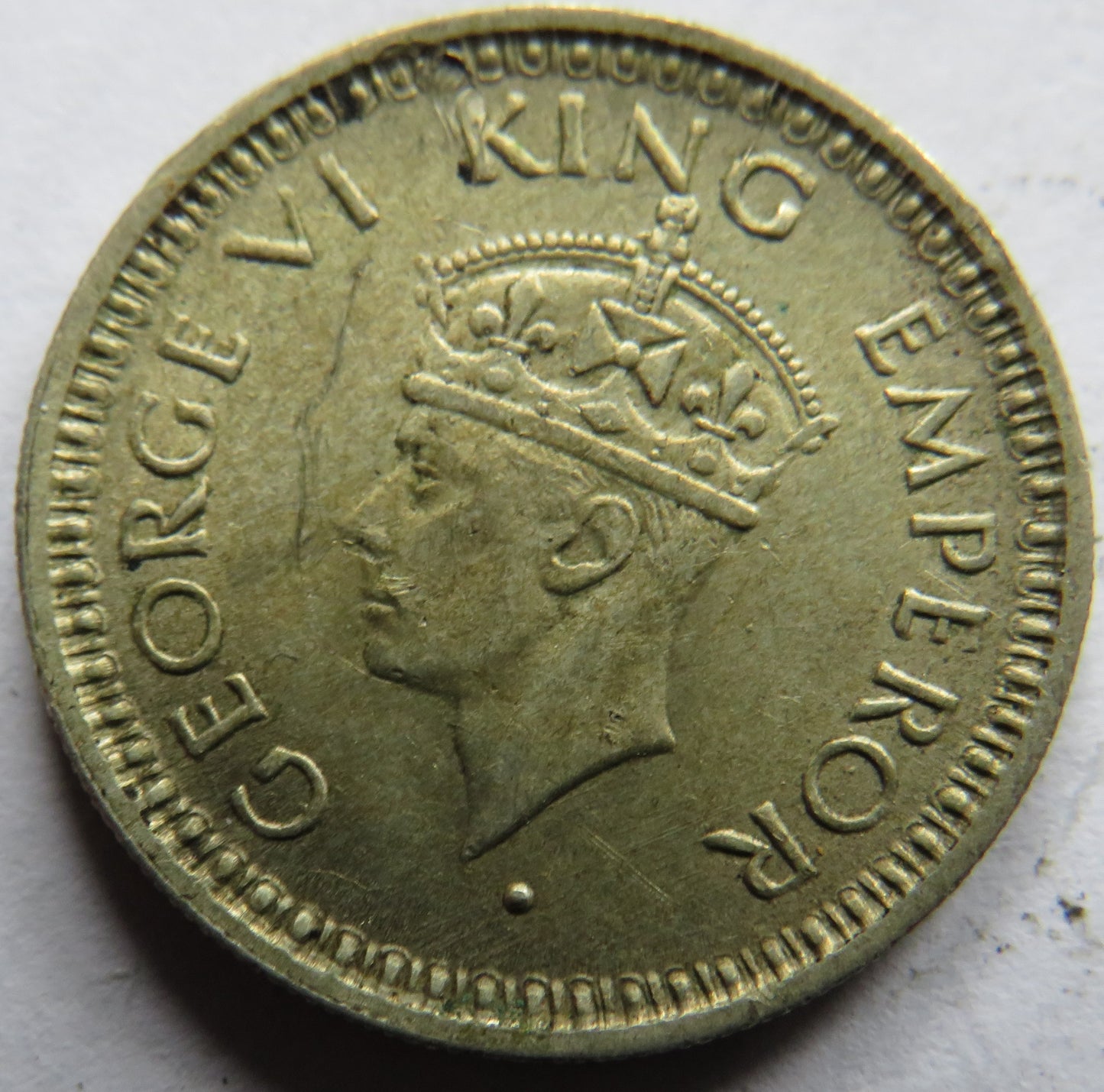 1945 King George VI India Silver 1/4 Rupee Coin
