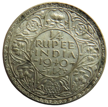 Load image into Gallery viewer, 1940 King George VI India Silver 1/4 Rupee Coin
