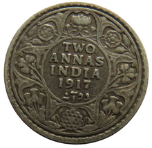 Load image into Gallery viewer, 1917 King George V India Silver 2 Annas Coin
