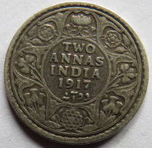 Load image into Gallery viewer, 1917 King George V India Silver 2 Annas Coin
