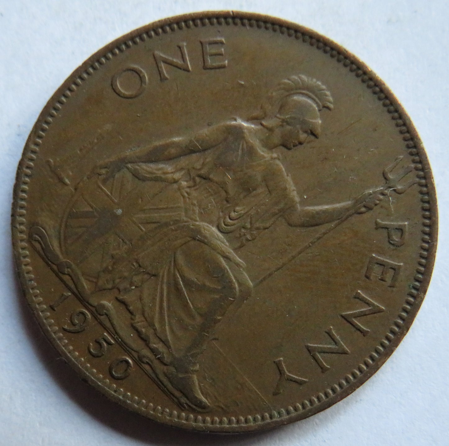 1950 King George VI One Penny Coin Scarce Date - Great Britain
