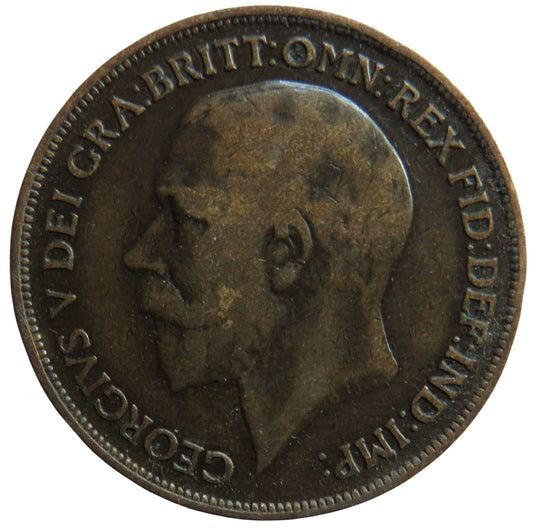 1918-H King George V One Penny Coin - Great Britain