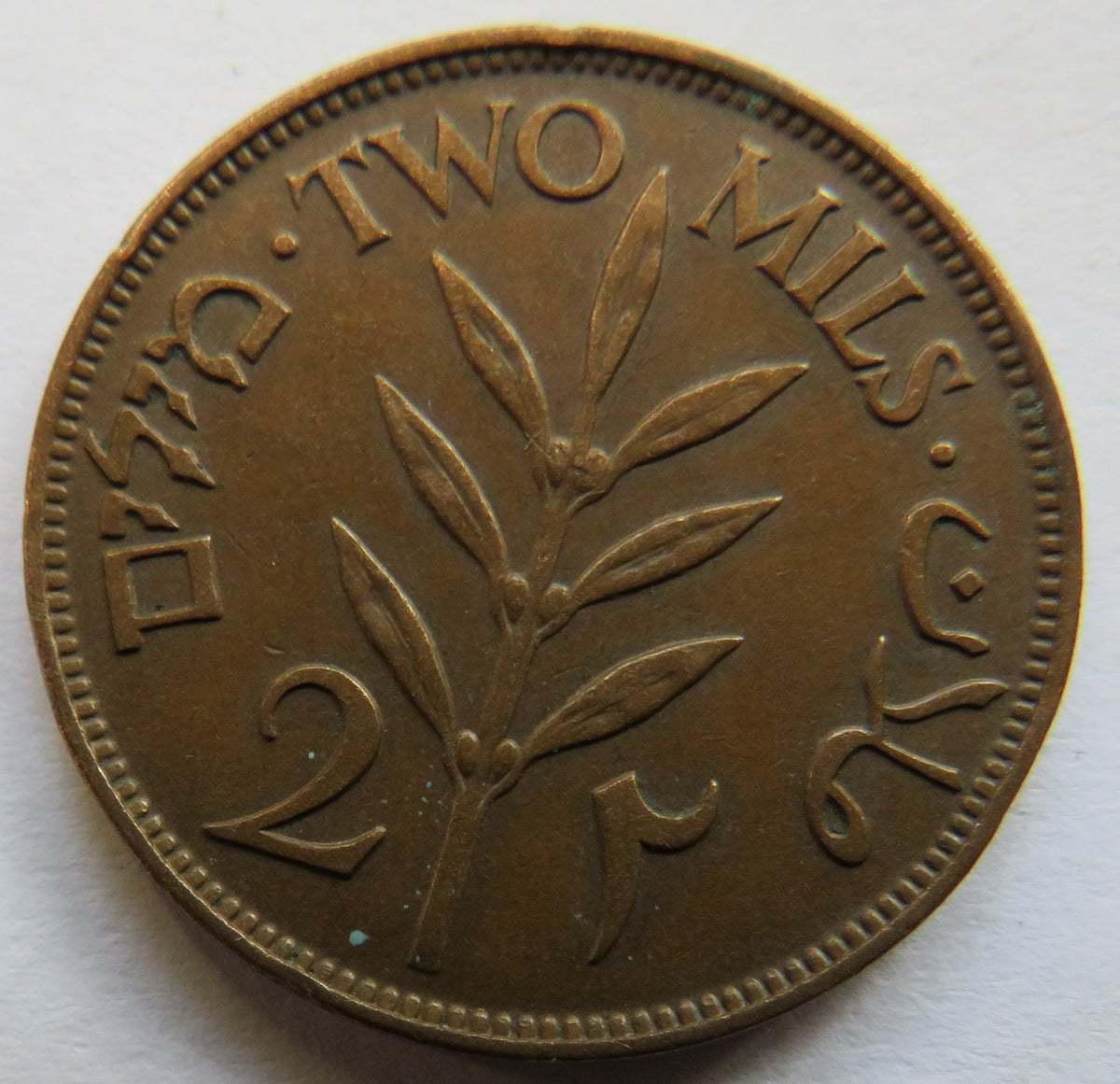 1927 Palestine 2 Mils Coin