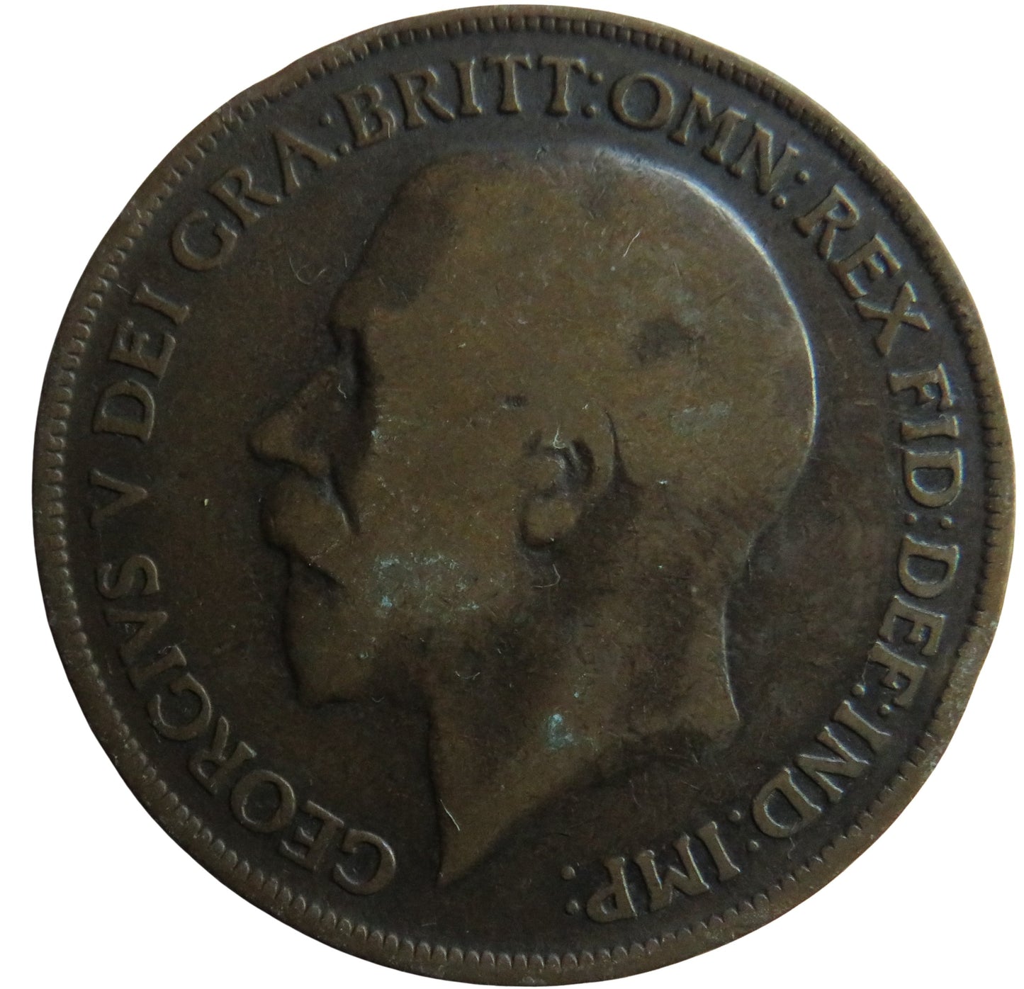 1919-H King George V One Penny Coin - Great Britain
