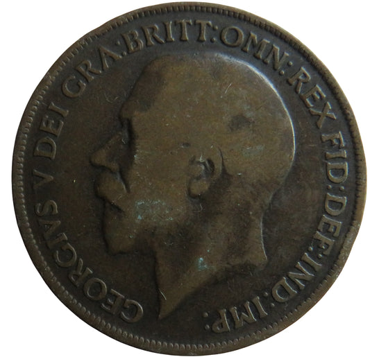 1919-H King George V One Penny Coin - Great Britain