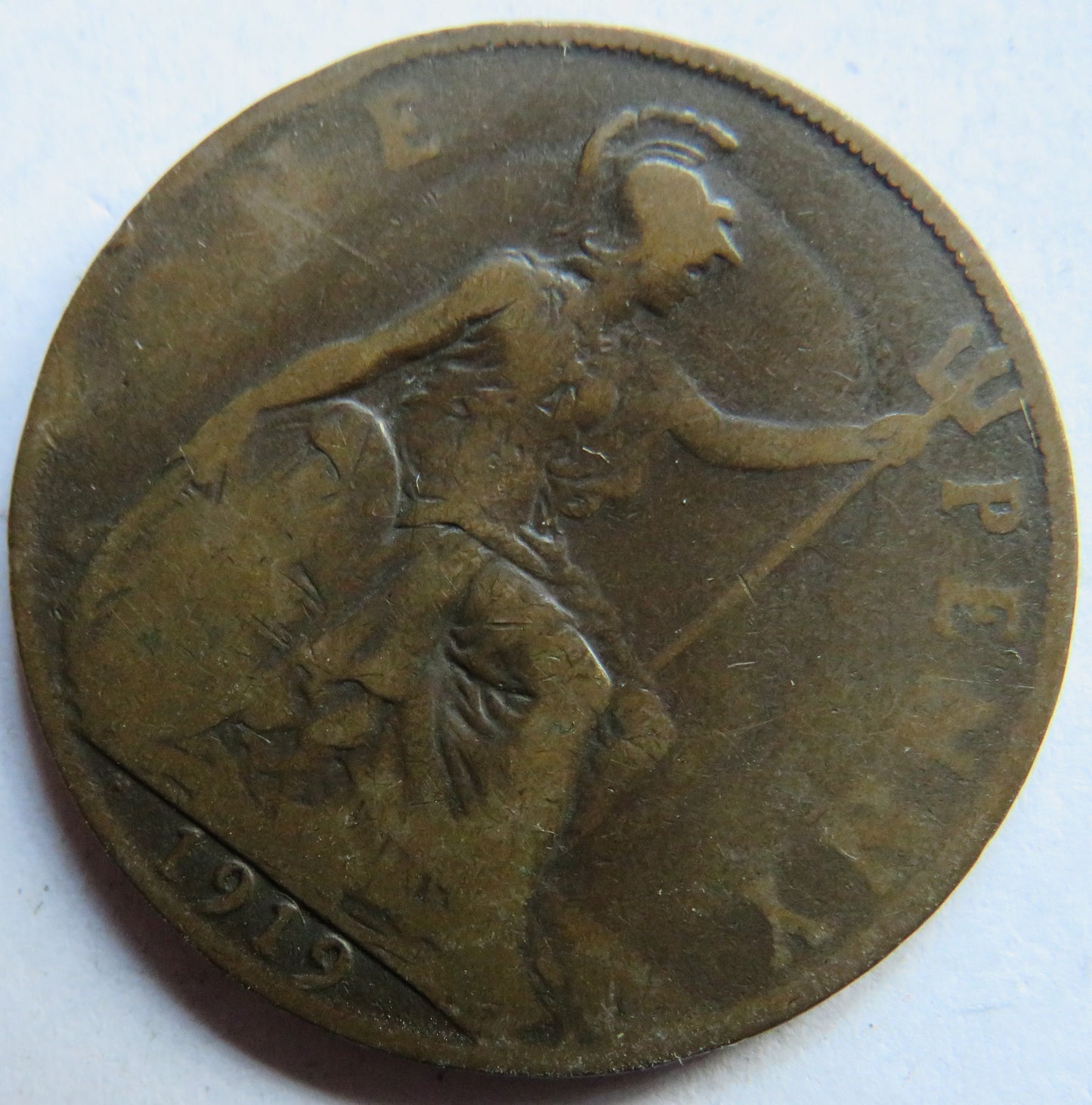 1919-H King George V One Penny Coin - Great Britain