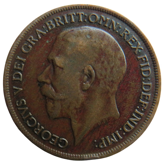 1919 King George V One Penny Coin - Great Britain