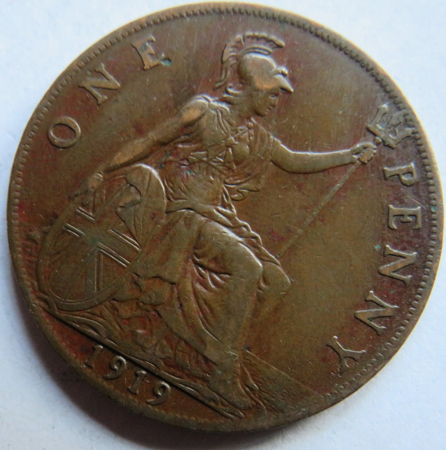 1919 King George V One Penny Coin - Great Britain