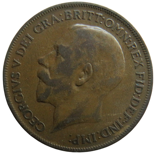 1922 King George V One Penny Coin - Great Britain