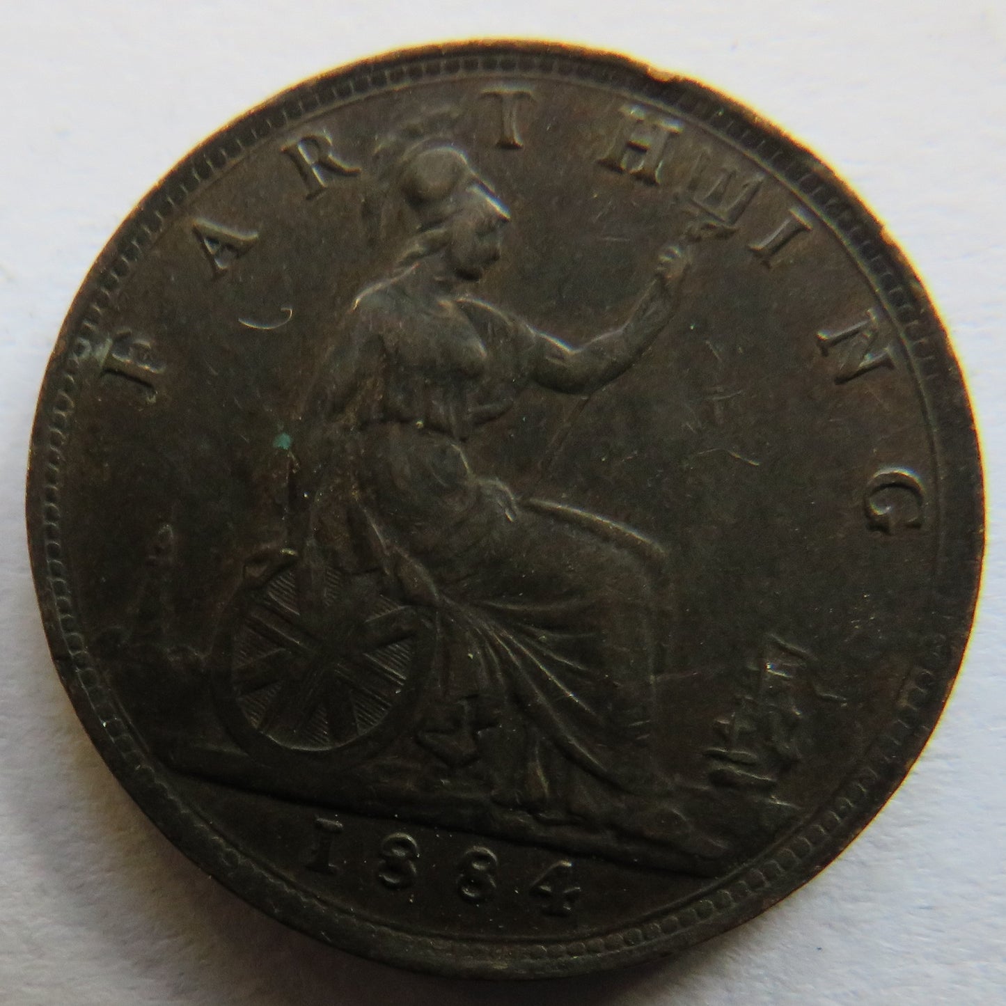 1884 Queen Victoria Young Head Farthing Coin - Great Britain