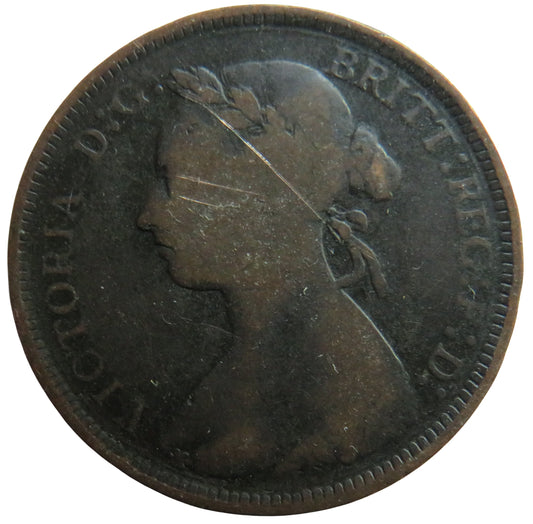 1890 Queen Victoria Bun Head Halfpenny Coin - Great Britain