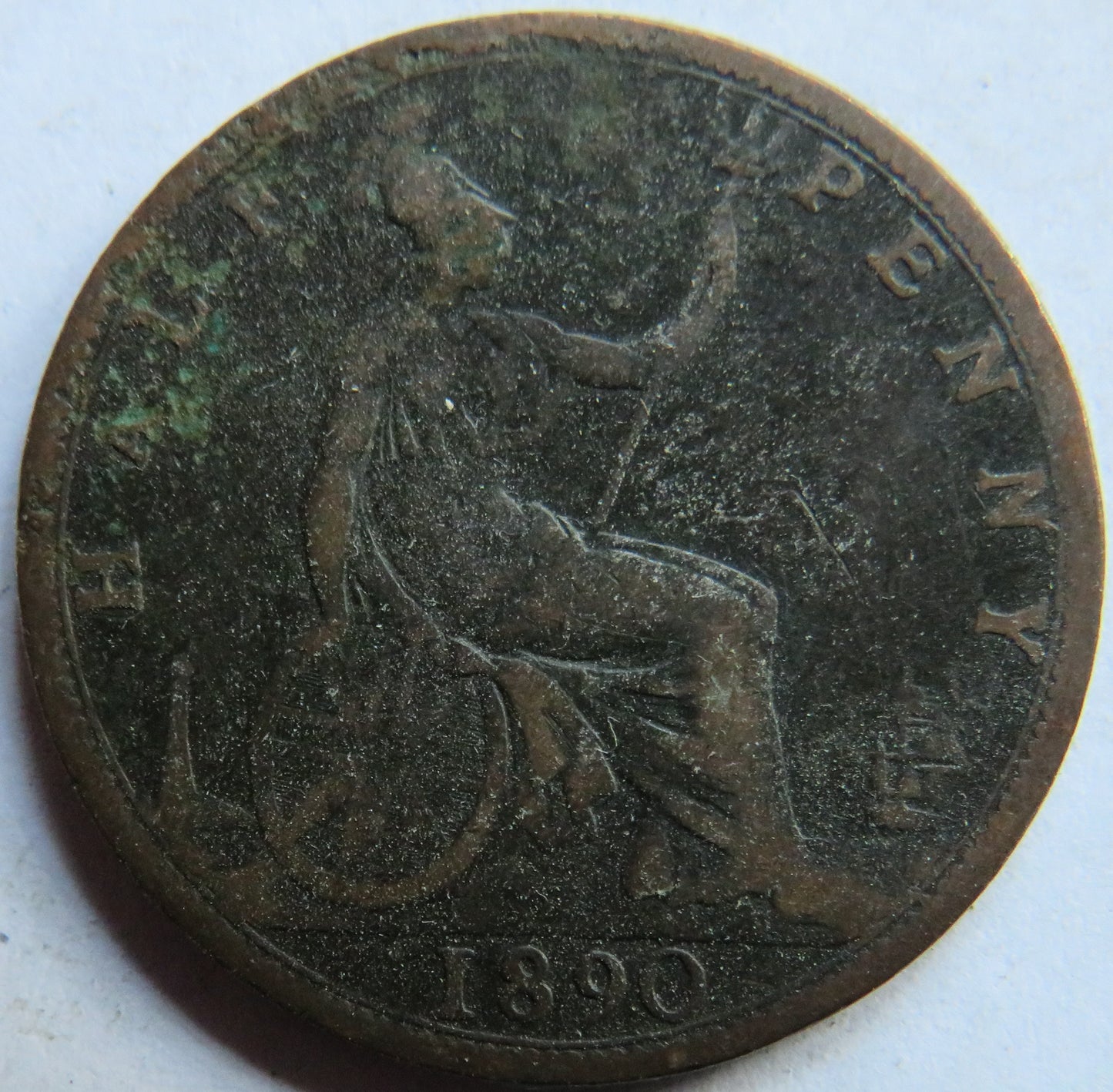 1890 Queen Victoria Bun Head Halfpenny Coin - Great Britain
