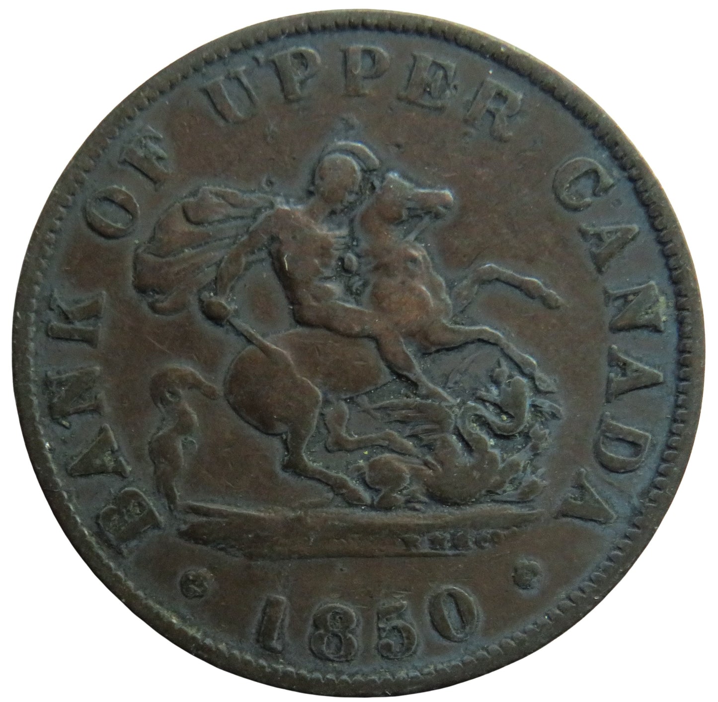 1850 Bank Of Upper Canada Half Penny Bank Token
