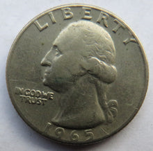 Load image into Gallery viewer, 1965 USA Washington $1/4 Quarter Dollar Coin
