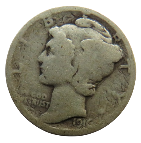 1916 USA Silver Mercury Dime Coin