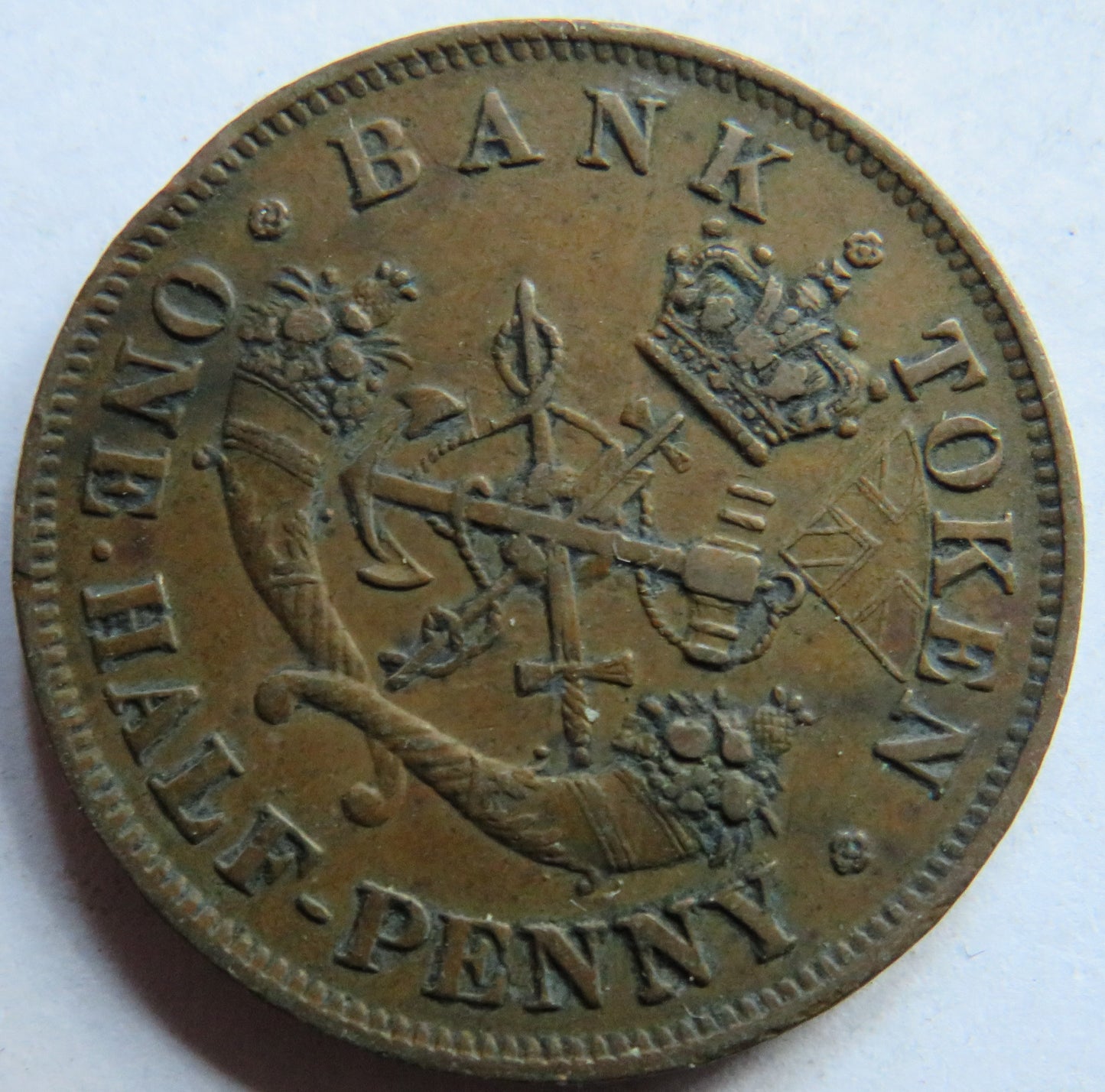 1857 Bank Of Upper Canada Half Penny Bank Token