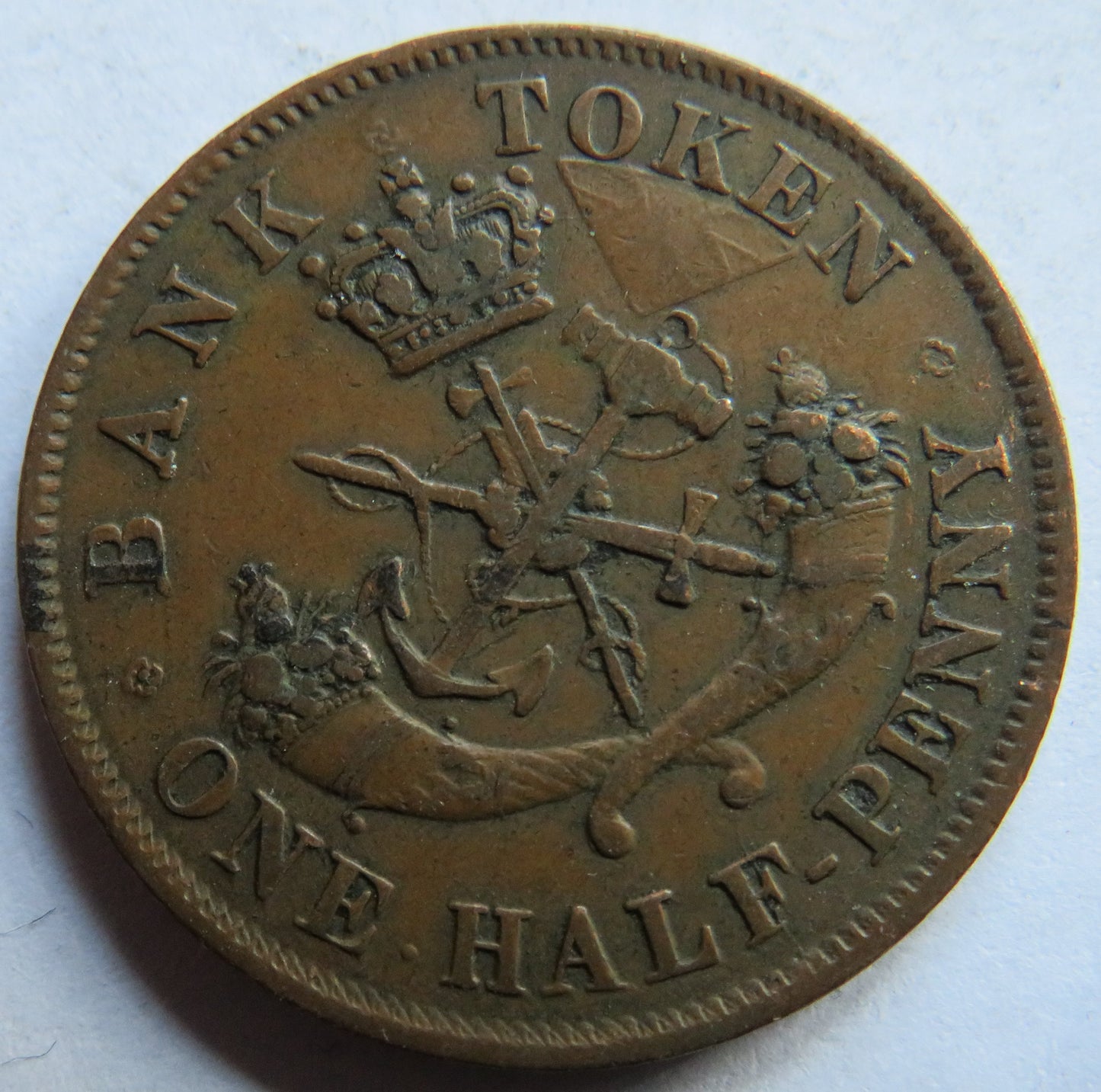1852 Bank Of Upper Canada Half Penny Bank Token