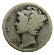 Load image into Gallery viewer, 1920 USA Silver Mercury Dime Coin
